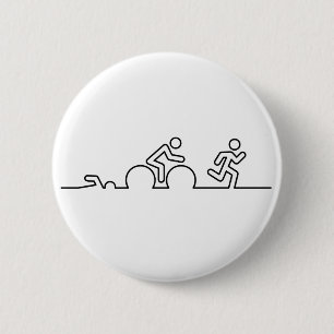 Triatlon. Swimming, cycling and running. Button