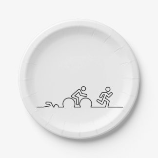 Triatlon. Swimming, cycling and running. Paper Plates