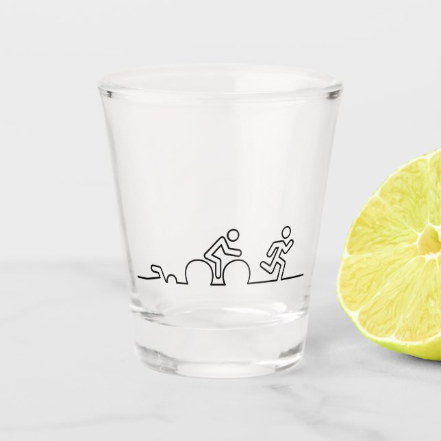 Triatlon. Swimming, cycling and running. Shot Glass (Front)