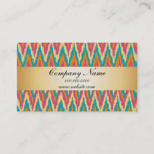 TribaI Colors Ikat ZigZag Pocket 2019 Calendar Business Card