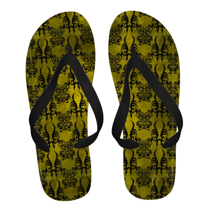 Tribal 3 gold flip flops