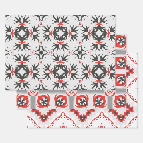 Tribal Abstract Modern Ethnic Geometric Mosaic Wrapping Paper Sheets