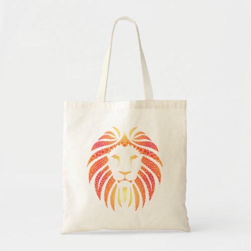 Tribal Abstract Orange Lion Face Tote Bag