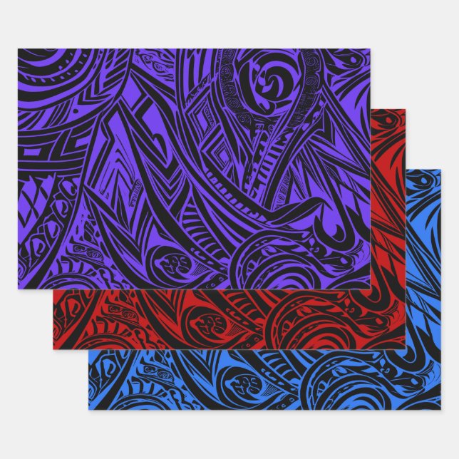 Tribal Abstract Pattern Collection Wrapping Paper Sheets (Set)