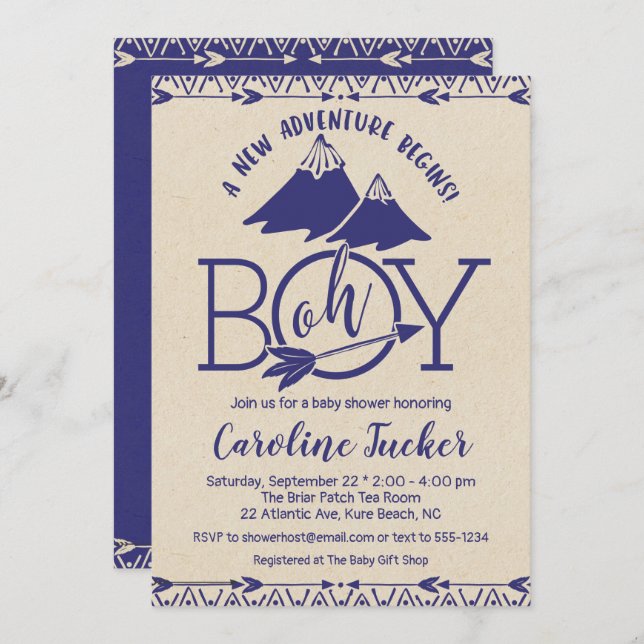 Tribal Adventure Baby Boy Shower Invitation (Front/Back)