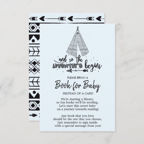 Tribal Adventure Boys Baby Shower Book for Baby Invitation