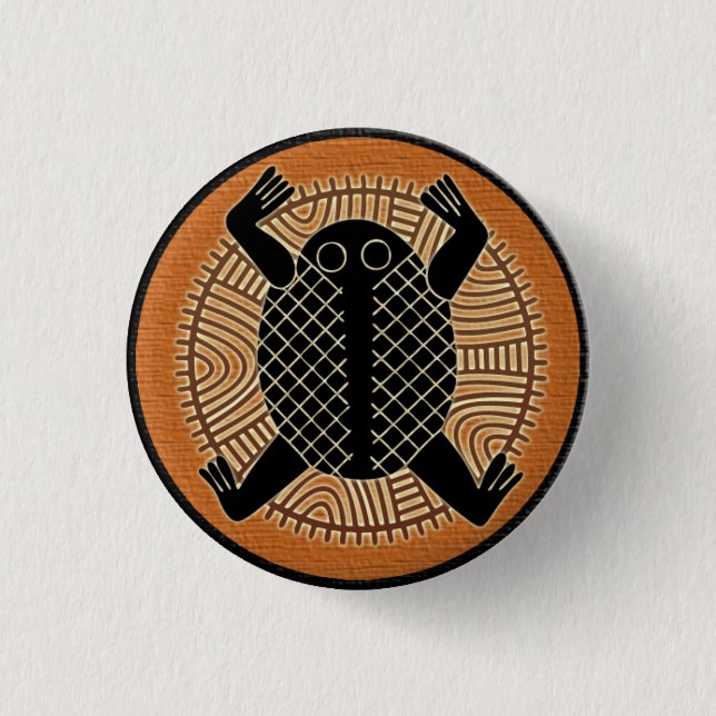 Tribal Africa button mascot turtle (Front)