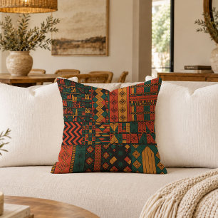 Tribal African Geometric Throw Pillow Earthy Neutr