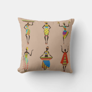 Tribal African ladies in ethnic colourful fashion Throw Pillow