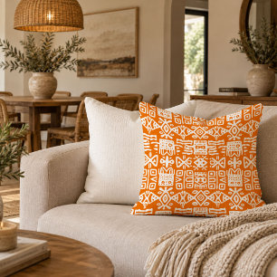 Tribal African Mud Cloth Throw Pillow Earthy Neutr