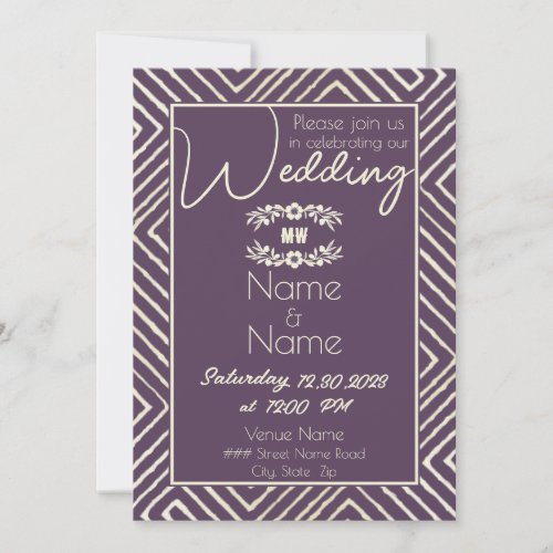 Tribal African Plum Purple Wedding Invitation