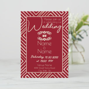 Tribal African Red and White Wedding Invitation