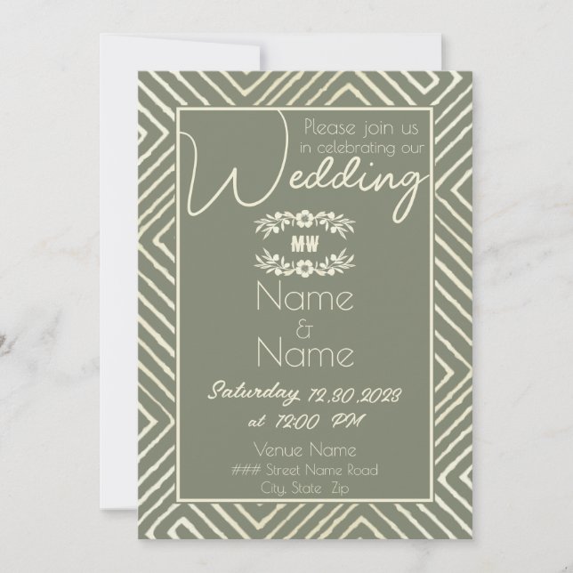 Tribal African Sage Wedding Invitation (Front)