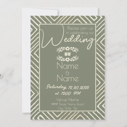 Tribal African Sage Wedding Invitation