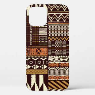 Tribal African style fabric patchwork abstract vin iPhone 12 Case