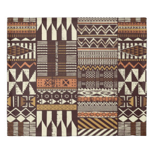 Tribal African style fabric patchwork abstract vin Duvet Cover