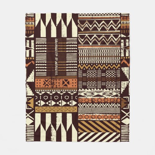 Tribal African style fabric patchwork abstract vin Fleece Blanket