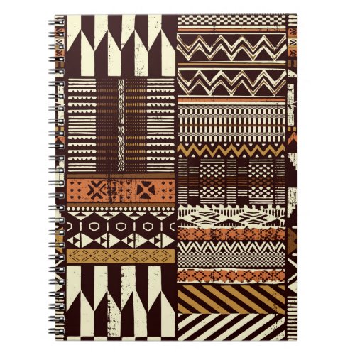 Tribal African style fabric patchwork abstract vin Notebook