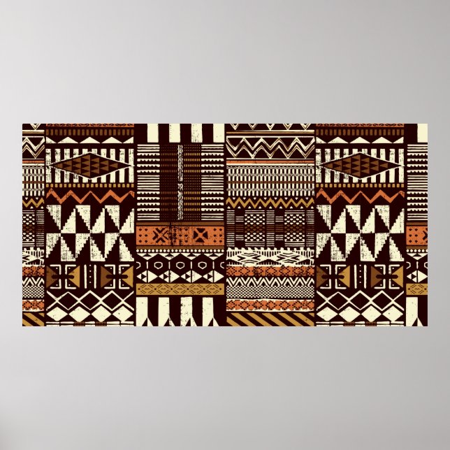 Tribal African style fabric patchwork abstract vin Poster (Front)
