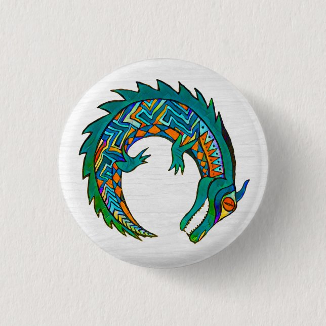 Tribal Alligator Art Button (Front)