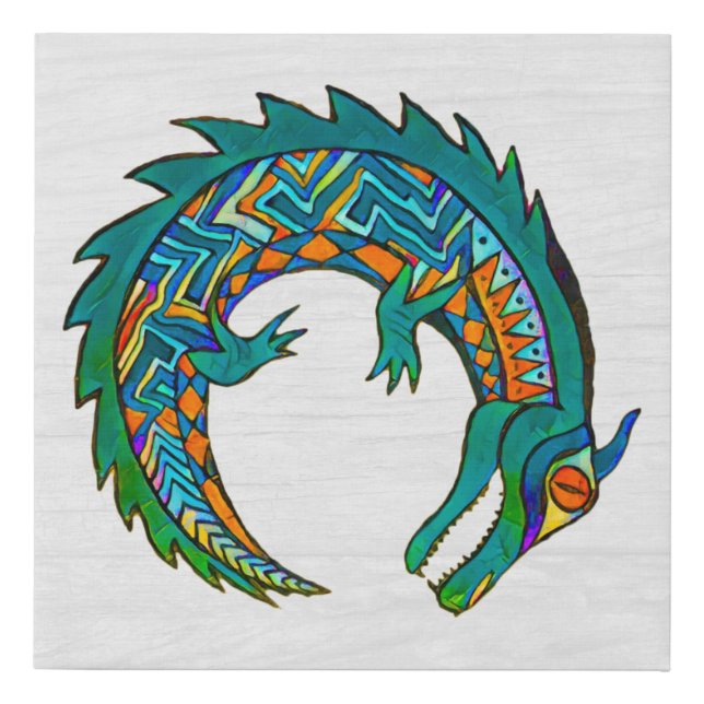 Tribal Alligator Art Faux Canvas Print (Front)
