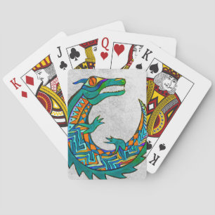 Tribal Alligator Art Poker Cards