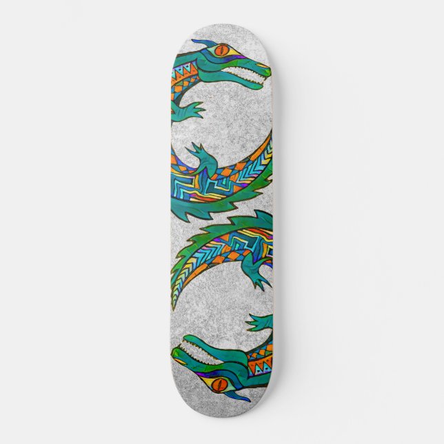 Tribal Alligator Art Skateboard (Front)