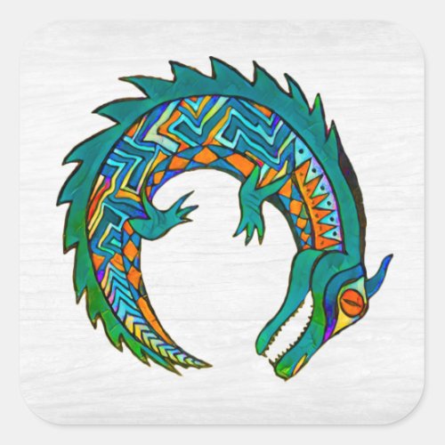 Tribal Alligator Art Square Sticker