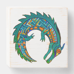 Tribal Alligator Art Wooden Box Sign