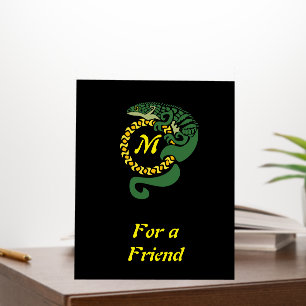 Tribal Alligator Lizard Hugging a Sun Monogram Foam Board