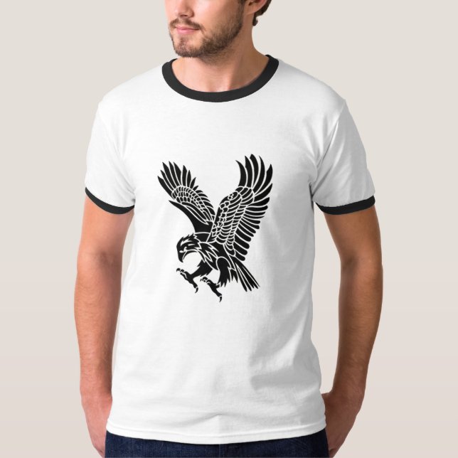 Tribal American Eagle Tattoo Design Tshirt (Front)