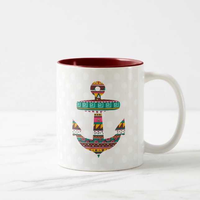 Tribal Anchor Two-Tone Coffee Mug (Right)