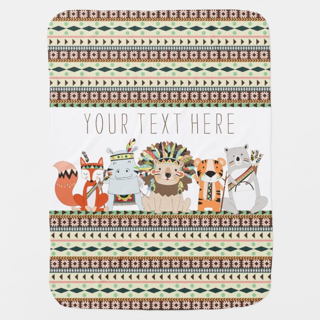 Tribal Animal Baby Baby Blanket (Front)