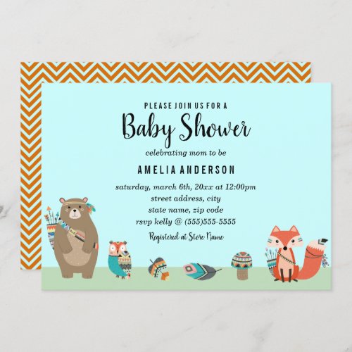 Tribal Animal Baby Shower Invitation