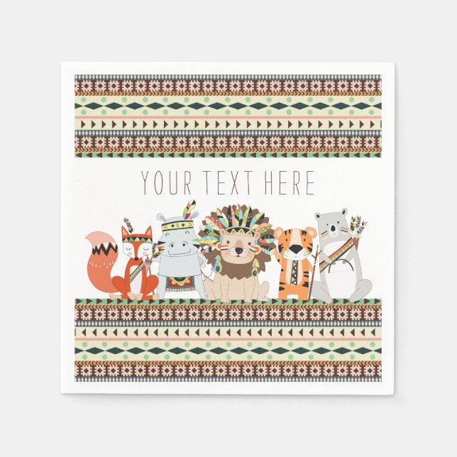 Tribal Animal Baby Shower Paper Napkins (Front)