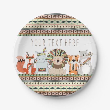 Tribal Animal Baby Shower Paper Plates