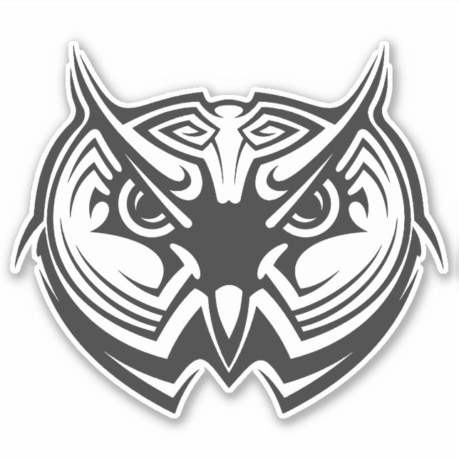 Tribal Animal Bird Owls Sticker (Front)