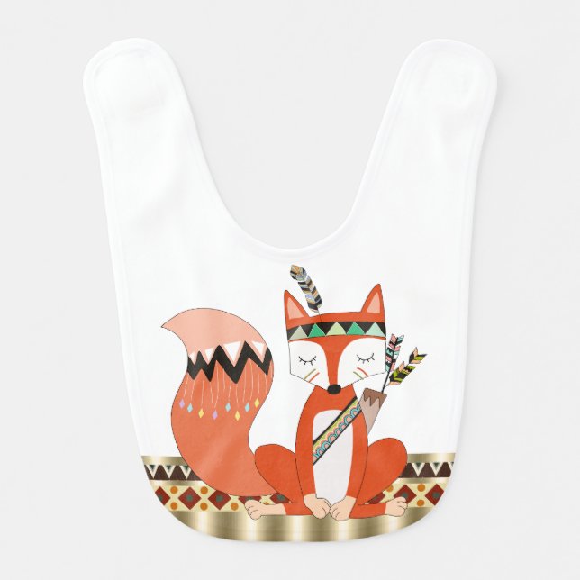 Tribal Animal Fox Boy Bib (Front)