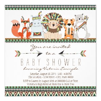 Tribal Animal Native Indian Baby Shower Card