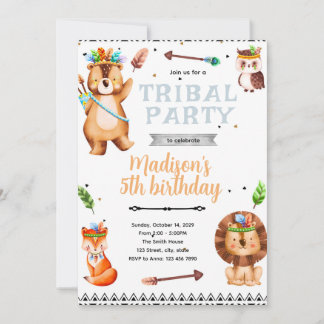 Tribal animals Party Invitation