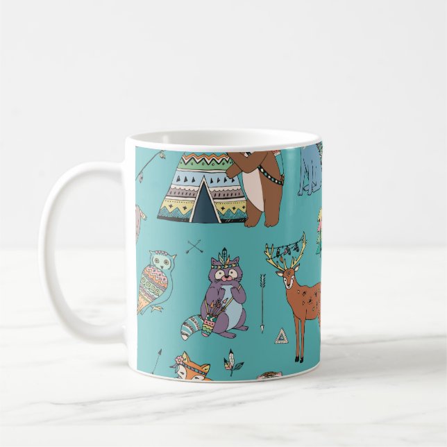 Tribal animals: woodland forest pattern. coffee mug (Left)