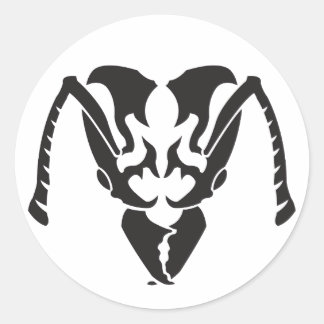 tribal-ant_black classic round sticker