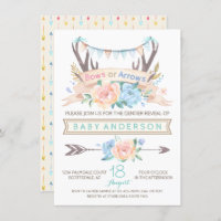 Tribal Antler Boho Gender Reveal Invitation