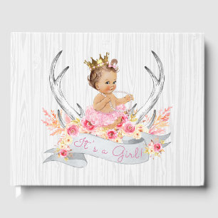 Tribal Antler Boho Princess Baby Shower Guest Book