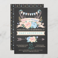 Tribal Antler Chalk Gender Reveal Invitations