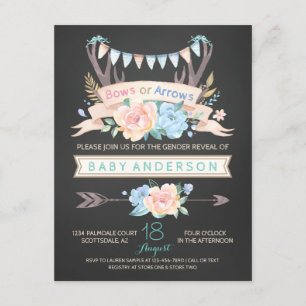 Tribal Antler Chalkboard Gender Reveal Invitations
