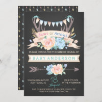 Tribal Antler Chalkboard Gender Reveal Invitations