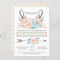 Tribal Antler Gender Reveal Baby Shower Invitation