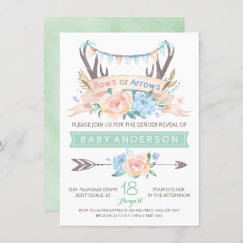 Tribal Antler Gender Reveal Invitation