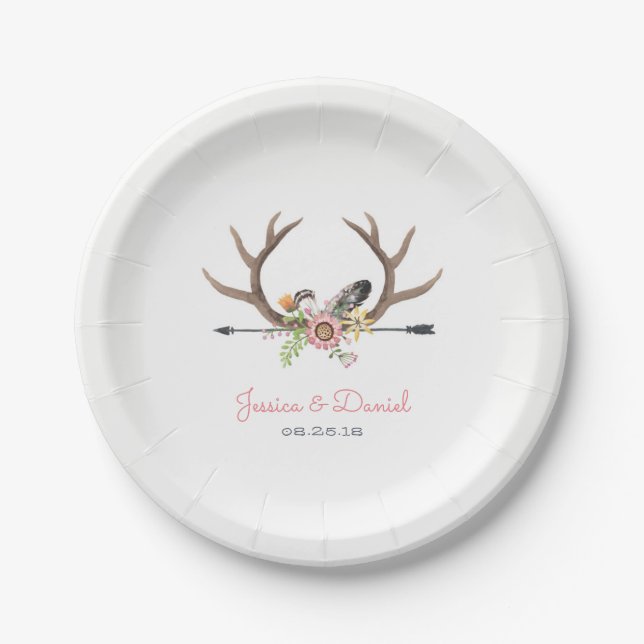 Tribal Arrow and Antlers Paper Plates (Front)